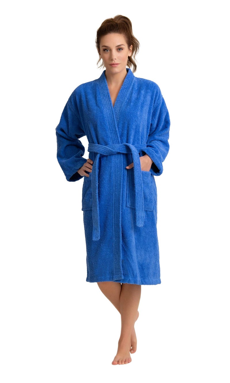 Soft Touch Linen - Premium Women's Terry Cloth Bathrobe - Absorbent & Lightweight - Deluxe Turkish Bathrobe for Women - Towel-like Material (Royal Blue, Medium) - Image 1